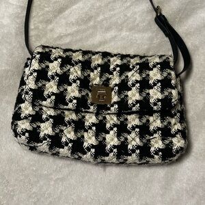 H&M Black and White Houndstooth Crossbody Bag